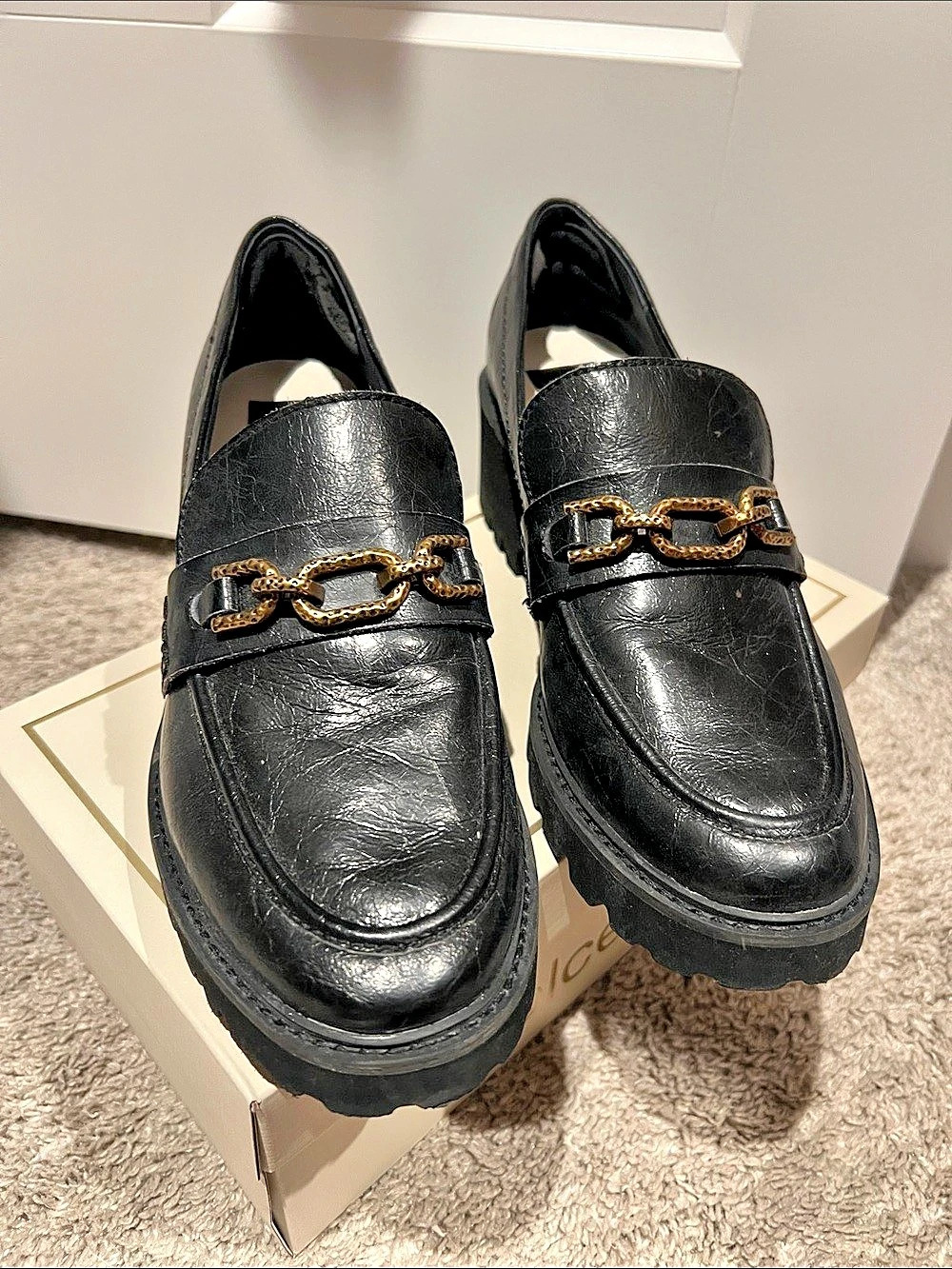 dolce vita Sheena Platform Chain Bit Loafers Black